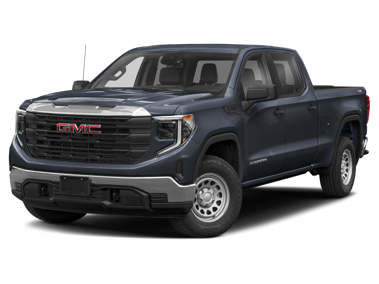 2023 GMC Sierra 1500 Denali Ultimate in White Frost Tricoat — front three-quarter view