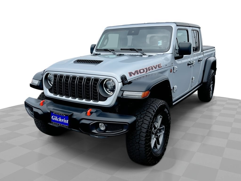 2024 Jeep Gladiator Mojave in Silver — front three-quarter view