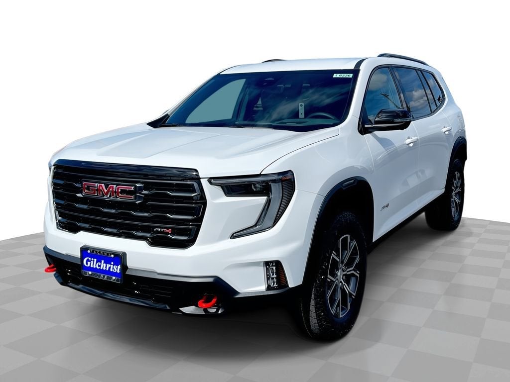 2026 GMC Acadia AT4 in Summit White — front three-quarter view
